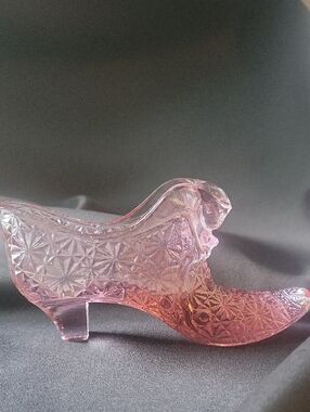 Pink Decorative Glass Shoe Figurine